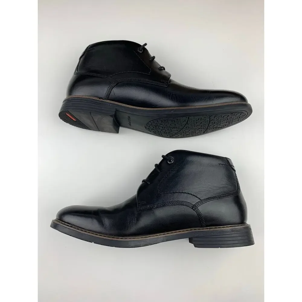 Rockport Classic Break Dress Chukka Boots Black Leather Lace Up Men's 10